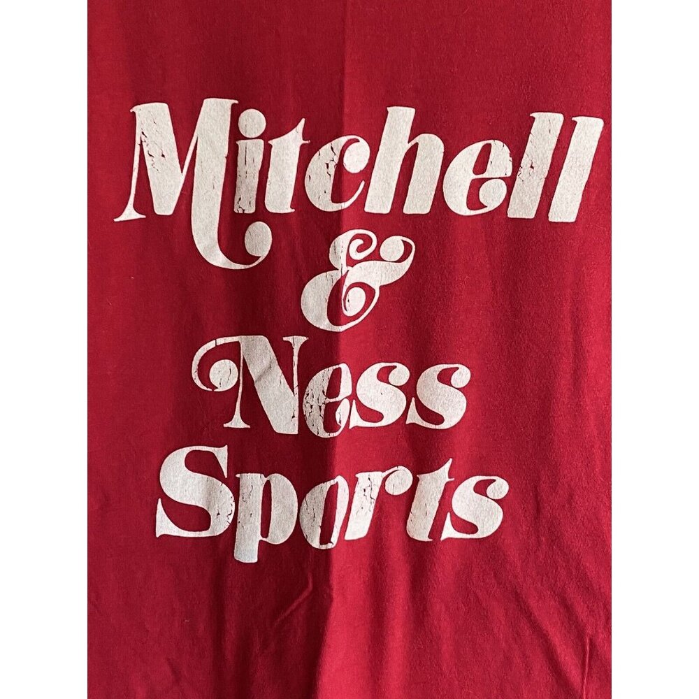Mitchell & Ness Red S/S T-Shirt Men's Size M Medium Spell-Out Tailored Fit - Picture 8 of 11